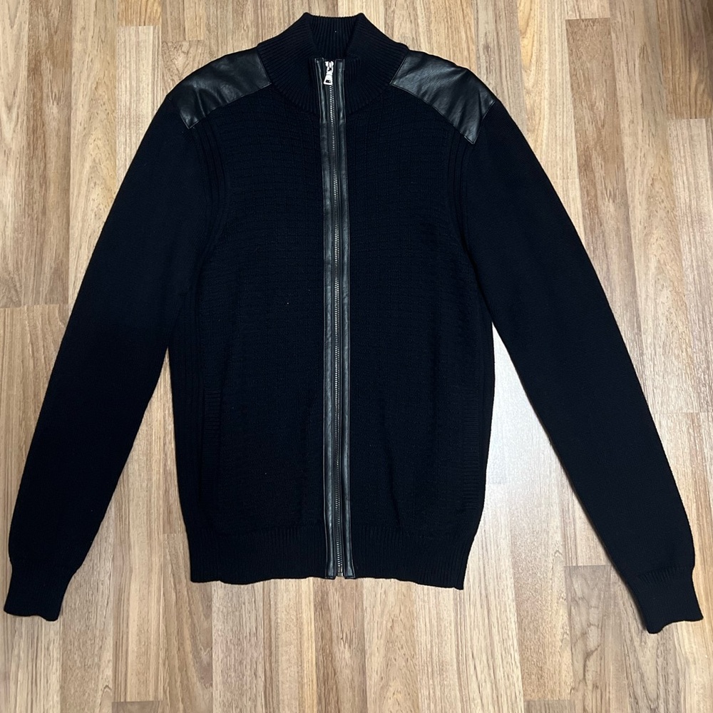 Guess Men's Black Zip-Up Sweater - size M